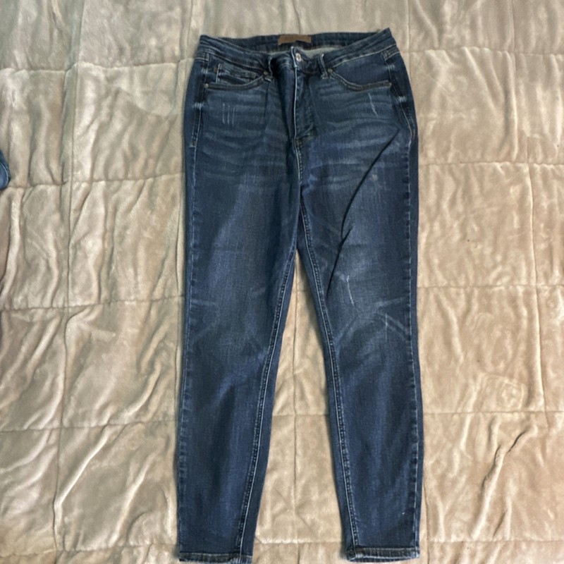 Judy Blue Medium Wash Blue Denim Stretch Zip Button 5-Pocket Jeans