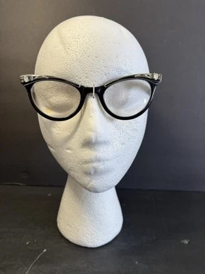 Vintage Women's Cat Eye Glasses Black with Rhinestones and White Stones - Image 1 of 4