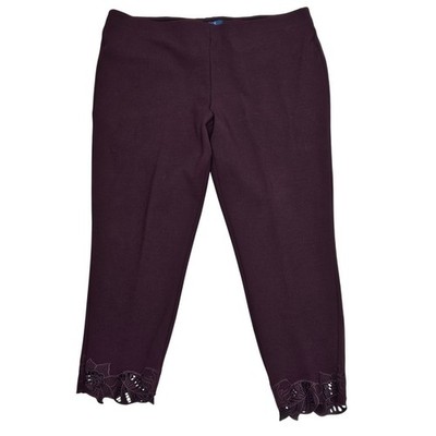 Kelly by Clinton Kelly Plum Ponte Pull-On Ankle Pants In Sz Large