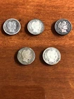 Lot of (5) U.S. Silver Barber Dimes - Circulated No Reserve! Silver is Hot!!!!