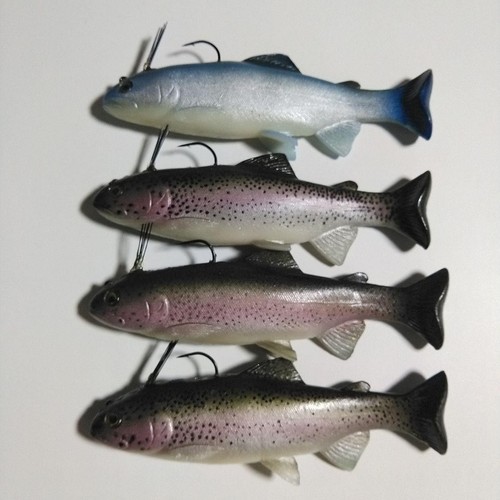 huddleston trout 8 inch swimbait set of 4 blue silver rainbow brush ...