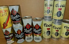 11 VTG Coors &  Stroh's Beer Cans Various Sizes and Tops