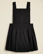 New Crewcuts Black Pinafore Apron Dress Sz 12 Pleated Back Zip
