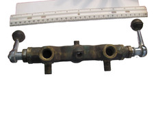 vintage antique double handle heavy brass faucet about 1" long 