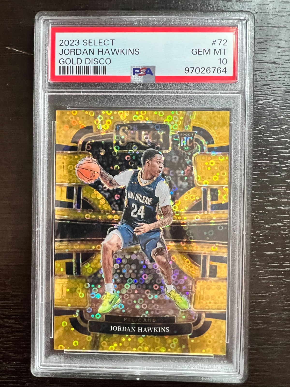 2023-24 Panini Select Jordan Hawkins Gold Disco /10 Concourse PSA 10