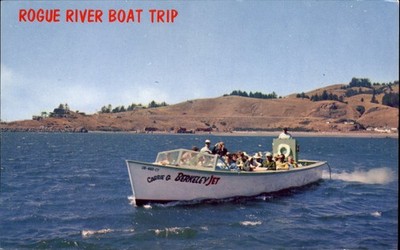 Rogue River Boat Trip Oregon CARRIE G Berkeley Jet ~ 1960s vintage postcard