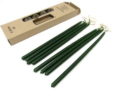 Molca 8 Thin Taper Party Light Green Candles 8" with 4 Glass Holders New