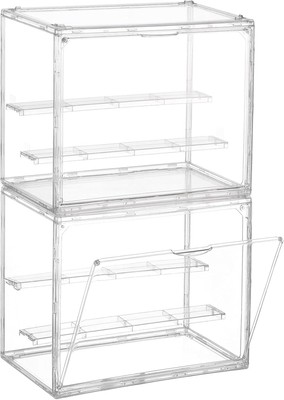 2 Pack 3 Layer Adjustable Figure Display Case, Acrylic Display Case for Collecti