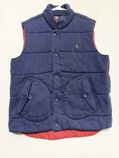 Distressed Vintage Polo Ralph Lauren Puffer Vest Mens XL Navy Cotton Talon Zip