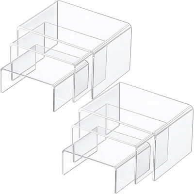 2 Sets Acrylic Display Risers, Product Stand, Jewelry Display Riser Shelf Showca