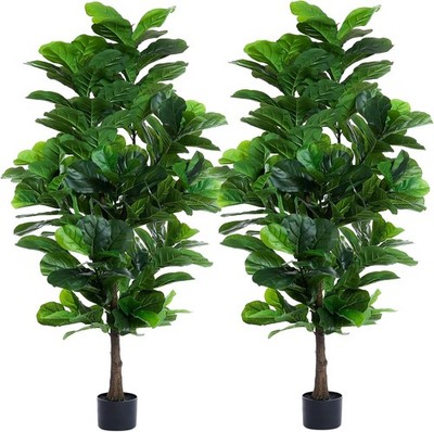 Fiddle Leaf Fig Tree 6ft Tall Artificial Tree in Pot Fake Ficus Lyrata Plants