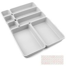 Organisateur Rangement Tiroir Cuisine Organiseur Gris Clair Plastique 8 Pcs