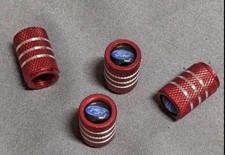 Set Of 4 Aluminum Valve Stem Caps Red Ford
