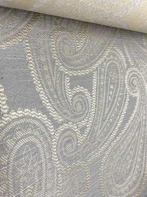 3,2 Meter Grau und Weiß Gold Paisley Webstoff Polsterstoff PORTOFREI