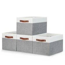 Storage Bins 4-Pack Collapsible Fabric Storage Baskets for Organizing 15x11x9...