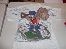 Vintage 90's TAZ Baseball MVP Tasmanian Devil All Over Print AOP T Shirt S