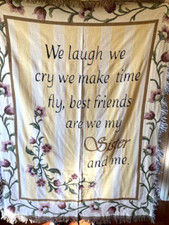 Sister Throw Blanket 64" L x 50" W Tapestry Floral Cotton Blend Collections, Inc