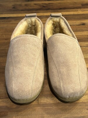 Lamo Men's P104M Romeo Tan Suede Slippers / Sheepskin Lined Moccasin, Size 10