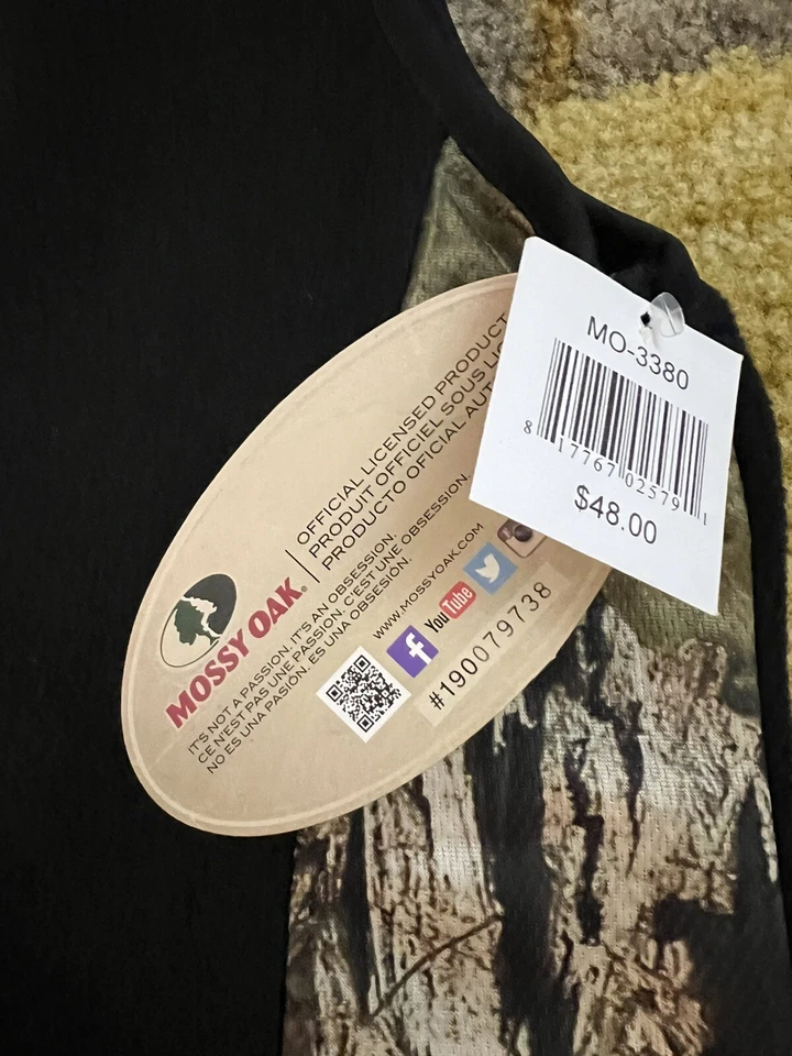 $48 NWT MEDIUM MEN Mossy Oak Camo Performance Fleece Full Zip Vest Black - Image 3 of 4