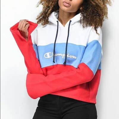 CHAMPION Colorblocked Bell-sleeve Cropped Hoodie M