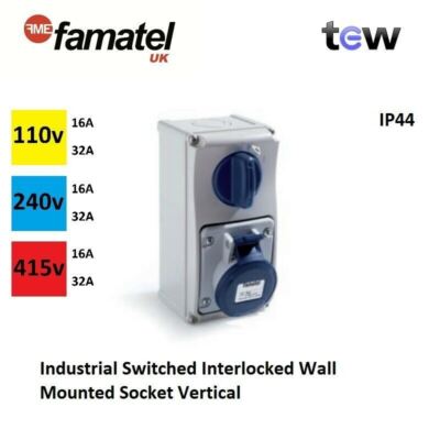 Famatel Industrie geschaltete verriegelte Wandsteckdose vertikal