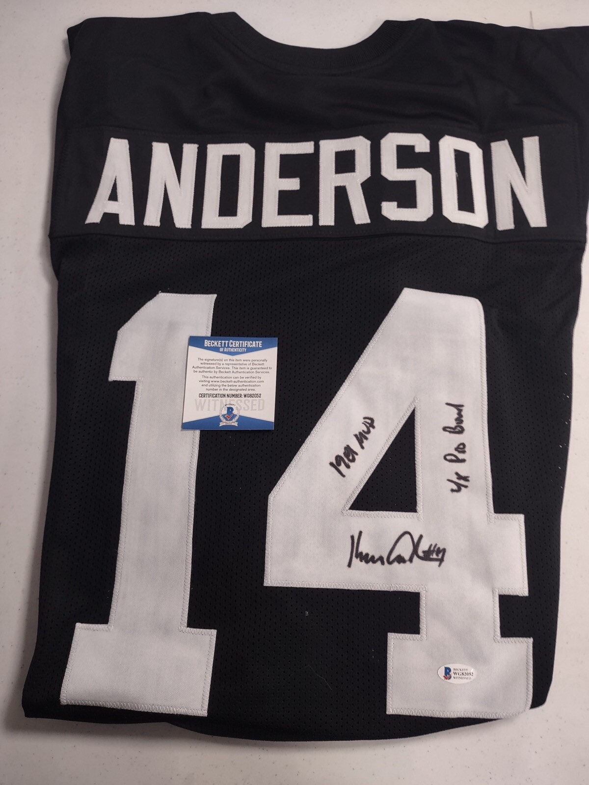 KEN ANDERSON AUTOGRAPHED/SIGNED CINCINNATI BENGALS JERSEY WITH BECKETT COA