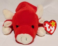 SNORT THE BULL 4002 TY BEANIE BABY 1995 PVC Pellets, MWMTs  NICE 