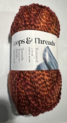 1 TEXTURED TWIST in BURNT ORANGE by Loops & Threads 184yds 6oz boucle acrylic