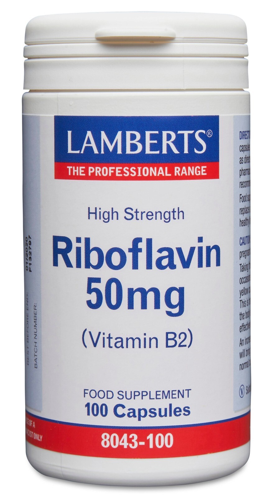 Lamberts - 100 Capsules Riboflavin 50mg (Vitamin B2)