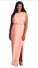 NEW! Mynt 1792 Burnt Coral Gold Zip Back Sleeveless Maxi Dress, Size 14W $218