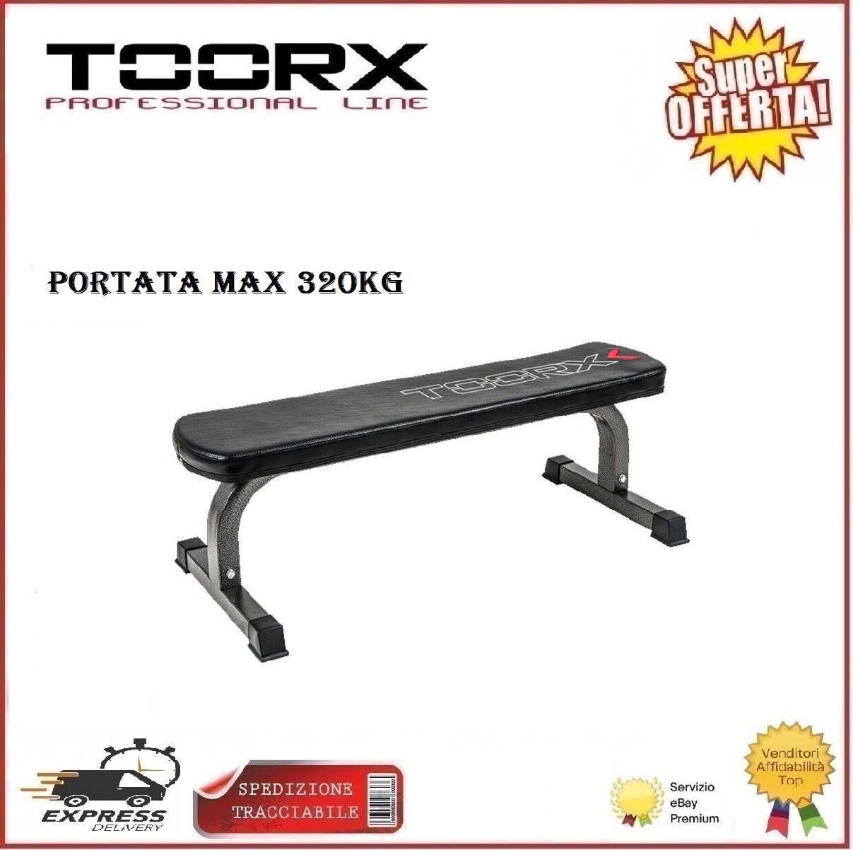 Toorx Wbx-65 Panca Piana Allenamento Pesi Addominali Multiuso Pettorali Bicipiti