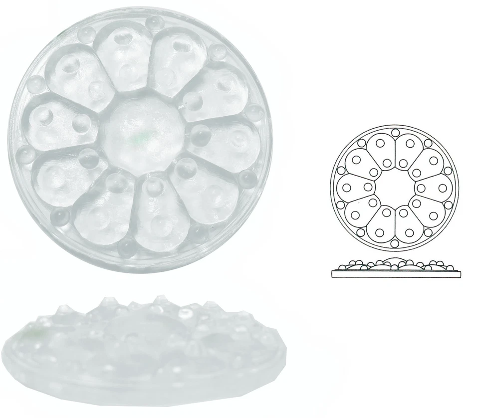 ULLMANNGLASS Tiffany Replikat wheel, 1 Stk., rund, Ränder geschert, Ø ca. 65 mm, h ca. 10 mm