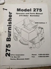 FACTORY CAT OPERATOR SERVICE PARTS LIST BOOK DIAGRAMS MODEL 275 BURNISHER 2006