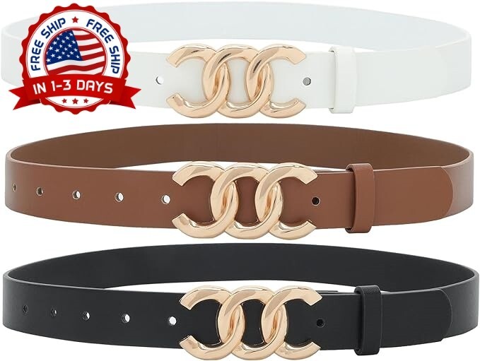 Cinturones Anchos Para Mujer Elastico Estiramiento De Cintura 24"-26" Juego de 3 Piezas.