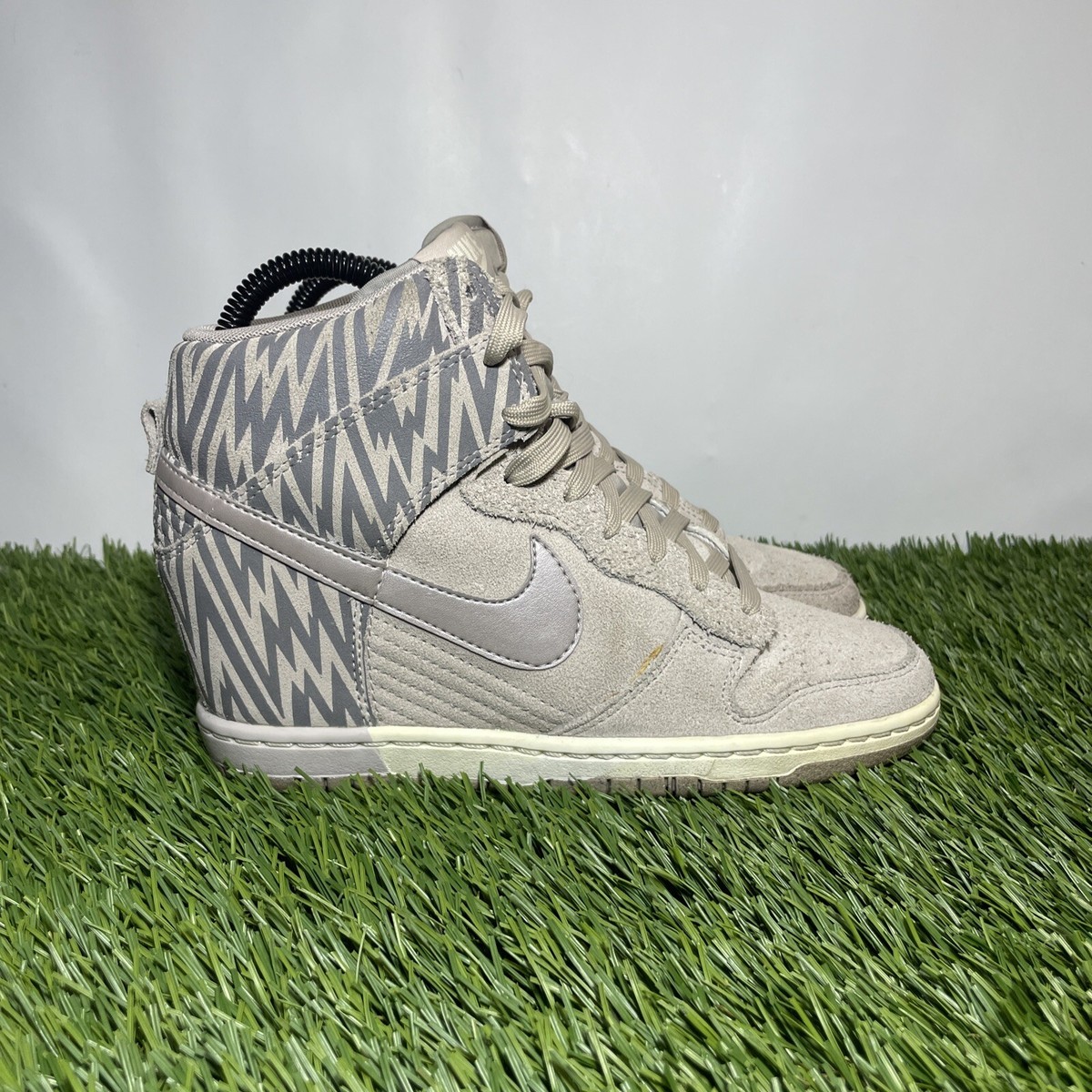 Nike Dunk Sky Hi Hidden Wedge Sneakers Shoes Women's Size Gray Suede  Casual