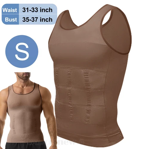 Mens Body Shaper Belly Chest Compression Slimming Shirt Tank Top Abs Girdle Vest - Picture 44 of 56