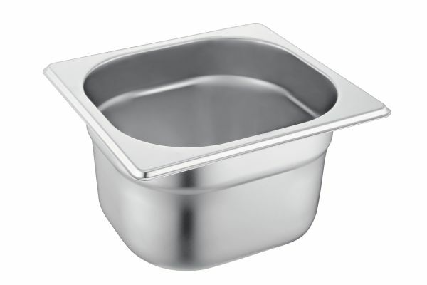 Stainless Steel GASTRONORM 1/6 150MM 2.5LTR Pot Container Size:150Hx176Wx162Dmm