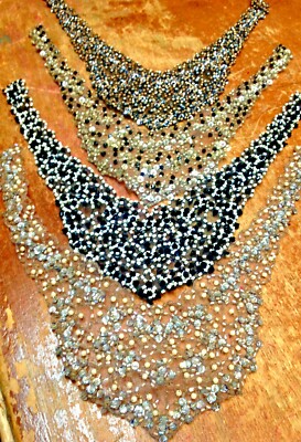 beaded hand sewn collar glass 10'' sheer sequins 1pc