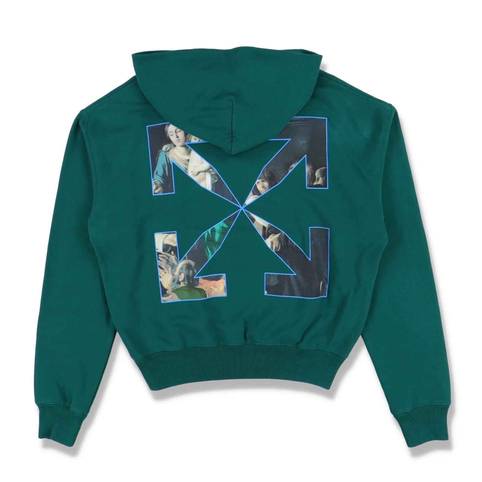 Felpa con cappuccio oversize Off White verde Caravaggio Frecce Taglia XXS FW20 PREZZO AL PUBBLICO $675