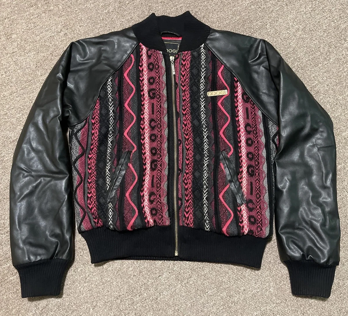 Coogi leather top bomber jacket