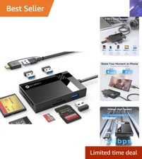 Versatile 7-in-1 Card Reader with Dual USB-C & 3.0 - Multi-Device Compatible