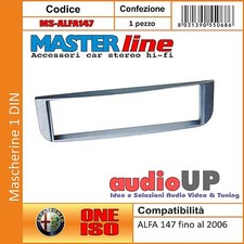 MASCHERINA AUTORADIO 1 DIN ALFA 147 ADATTATORE UN DIN MASTERLINE COLORE SILVER