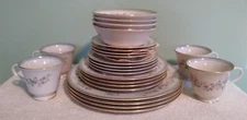 Serenade Pink Floral 24 Piece Dinner Service Set For 4 Lenox China Plates Bowls