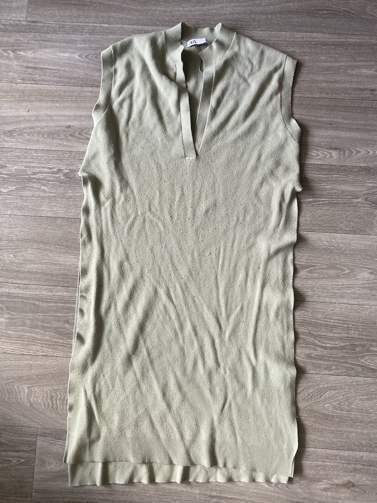 Zara Mint Green Knit Maxi Vest High 