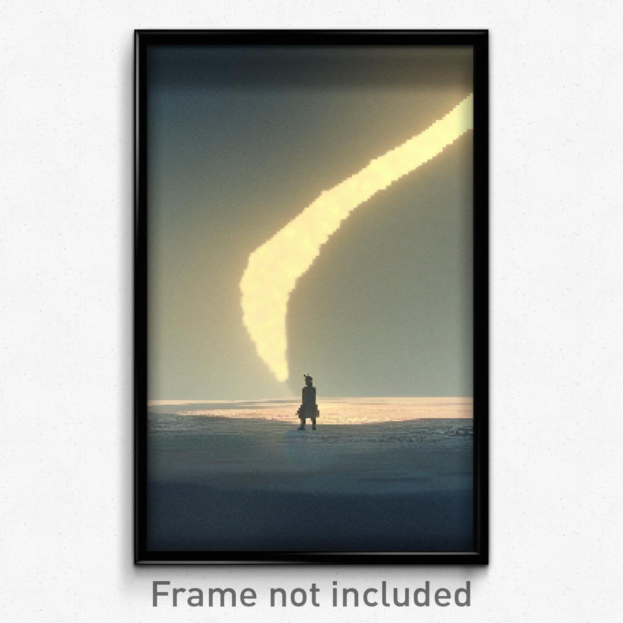 8 Bit Psychedelic Pixel Art Poster - Lost Plateau Video Game Print