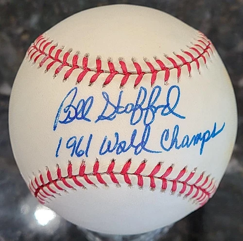 BILL STAFFORD SIGNED OAL BASEBALL INSCRIBED 1961 WORLD CHAMPS YANKEES DEC BAS