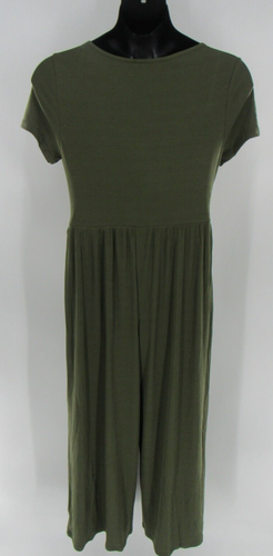 Cider Jumpsuit Women 0XL 12 14 Green Square Scoop Neck Wide Leg Short Sleeve - Picture 2 of 5