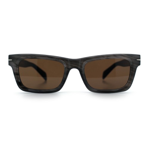 Mens Classic Narrow Rectangle Horn Rim Hipster Hustler Dad Shade Sunglasses - Picture 25 of 33