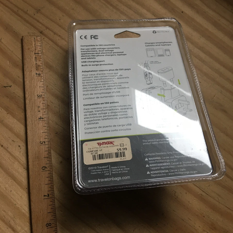 Travelon Worldwide Green USB 1A Charger & Adapter Max 750W Travel easy 110V/220V - Image 4 of 4