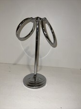 Moveable Double Ring Towel Holder for Bathroom Vanity Countertop Silver